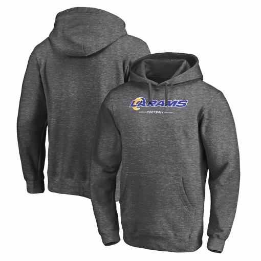 Los Angeles Rams Fanatics Logo Team Lockup Fitted Pullover Hoodie – Heather Charcoal