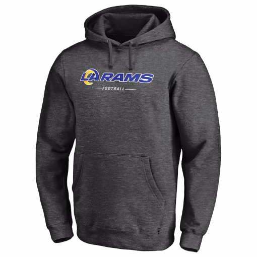 Los Angeles Rams Fanatics Logo Team Lockup Fitted Pullover Hoodie – Heather Charcoal - Image 2