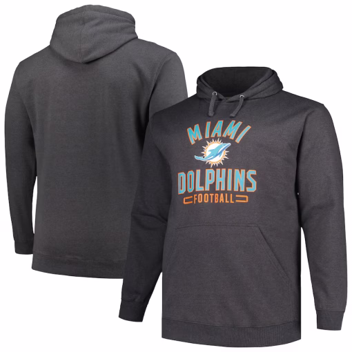 Miami Dolphins Fanatics Big & Tall Pullover Hoodie – Heather Charcoal