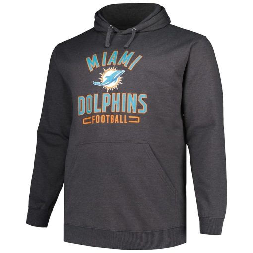 Miami Dolphins Fanatics Big & Tall Pullover Hoodie – Heather Charcoal - Image 2