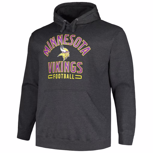 Minnesota Vikings Fanatics Big & Tall Pullover Hoodie – Heather Charcoal - Image 2