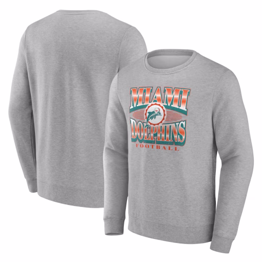 Miami Dolphins Fanatics Chance Throwback Fleece Pullover Sweatshirt – Heather Gray