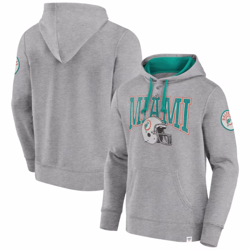 Miami Dolphins Fanatics Label Maker Pullover Hoodie – Heather Gray