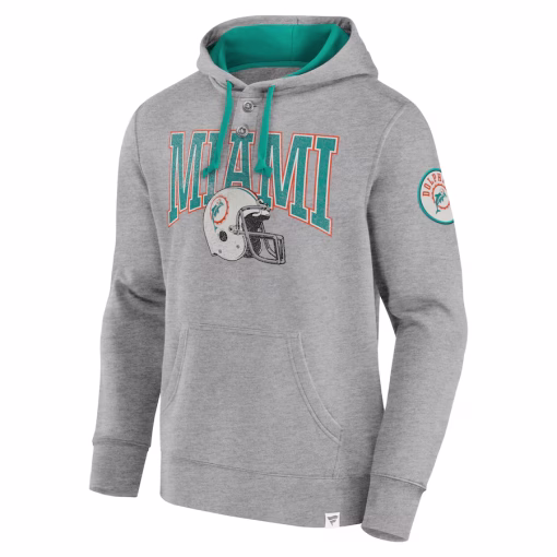 Miami Dolphins Fanatics Label Maker Pullover Hoodie – Heather Gray - Image 2