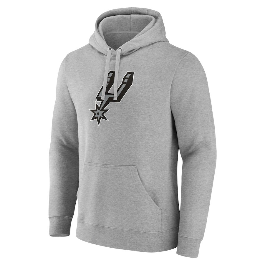 San Antonio Spurs Fanatics Primary Logo Pullover Hoodie – Heather Gray - Image 2