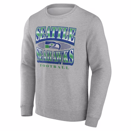 Seattle Seahawks Fanatics Chance Throwback Fleece Pullover Sweatshirt – Heather Gray - Image 2