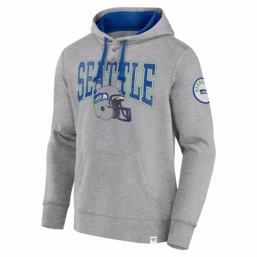 Seattle Seahawks Fanatics Label Maker Pullover Hoodie – Heather Gray - Image 2