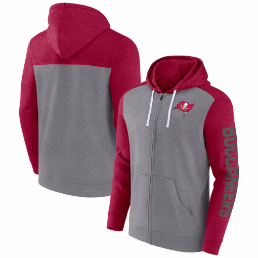 Tampa Bay Buccaneers Fanatics Down and Distance Full-Zip Hoodie – Heather Gray