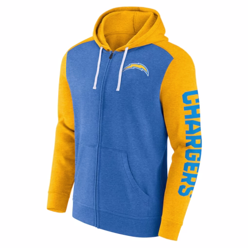 Los Angeles Chargers Fanatics Down and Distance Full-Zip Hoodie – Powder Blue - Image 2