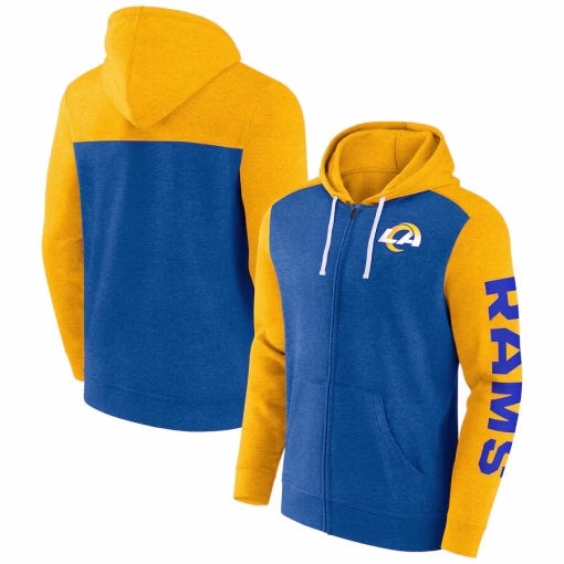 Los Angeles Rams Fanatics Down and Distance Full-Zip Hoodie – Heather Royal