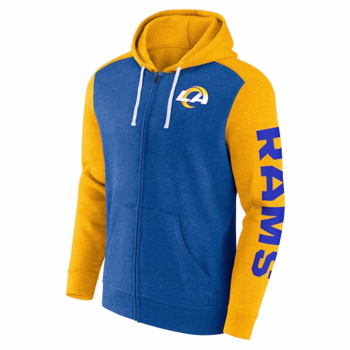 Los Angeles Rams Fanatics Down and Distance Full-Zip Hoodie – Heather Royal - Image 2