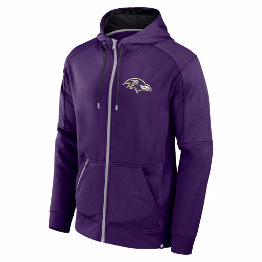 Baltimore Ravens Fanatics Defender Full-Zip Hoodie – Purple - Image 2