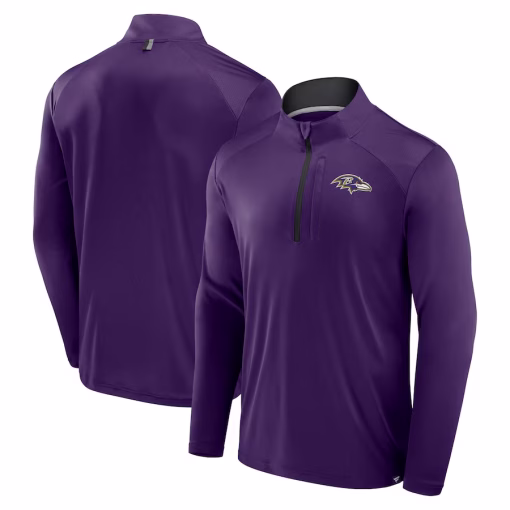 Baltimore Ravens Fanatics Defender Long Sleeve Quarter-Zip Jacket – Purple