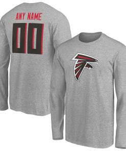 Atlanta Falcons Team Authentic Custom Long Sleeve T-Shirt – Gray