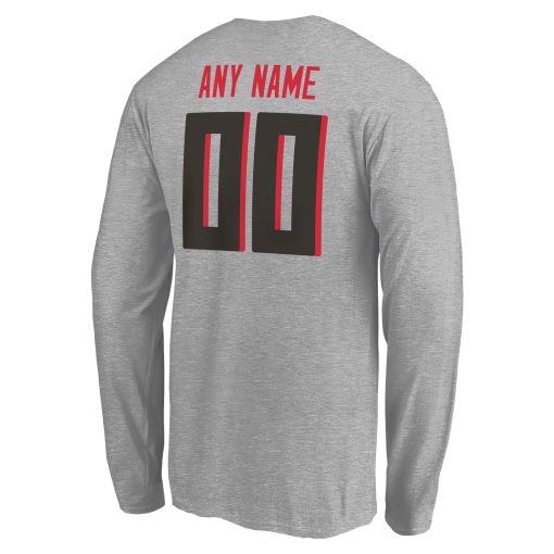 Atlanta Falcons Team Authentic Custom Long Sleeve T-Shirt – Gray - Image 3