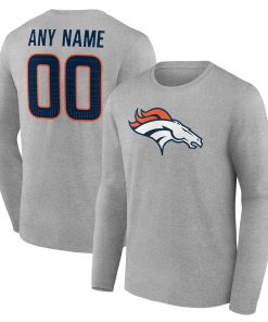 Denver Broncos  Team Authentic Custom Long Sleeve T-Shirt – Gray