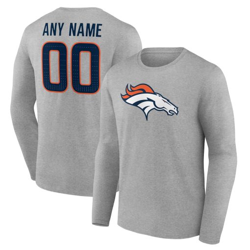 Denver Broncos  Team Authentic Custom Long Sleeve T-Shirt – Gray