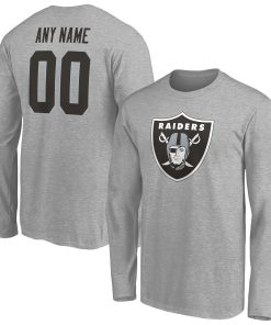 Las Vegas Raiders Team Authentic Custom Long Sleeve T-Shirt – Gray