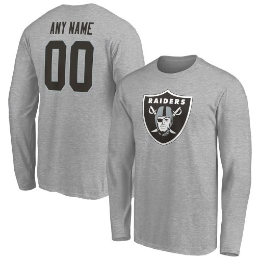 Las Vegas Raiders Team Authentic Custom Long Sleeve T-Shirt – Gray
