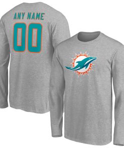 Miami Dolphins Team Authentic Custom Long Sleeve T-Shirt – Gray