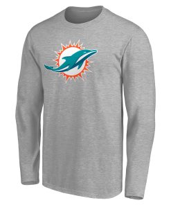 Alternative view of Miami Dolphins Team Authentic Custom Long Sleeve T-Shirt – Gray