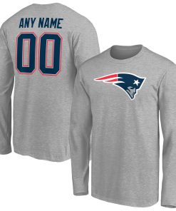 New England Patriots Team Authentic Custom Long Sleeve T-Shirt – Gray