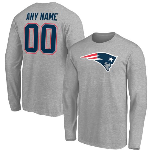 New England Patriots Team Authentic Custom Long Sleeve T-Shirt – Gray