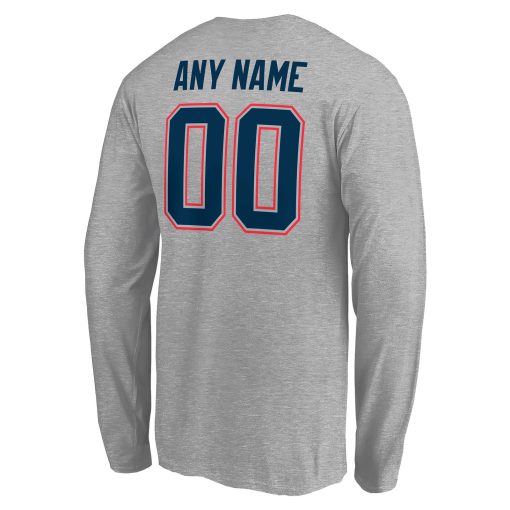 New England Patriots Team Authentic Custom Long Sleeve T-Shirt – Gray - Image 3