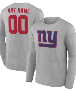 New York Giants  Team Authentic Custom Long Sleeve T-Shirt – Gray