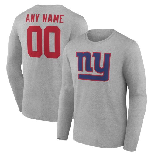 New York Giants  Team Authentic Custom Long Sleeve T-Shirt – Gray