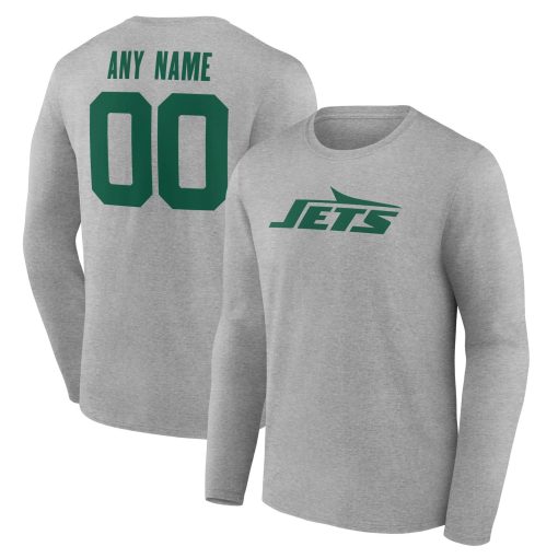 New York Jets  Team Authentic Custom Long Sleeve T-Shirt – Gray