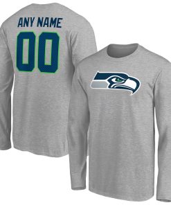Seattle Seahawks Team Authentic Custom Long Sleeve T-Shirt – Gray