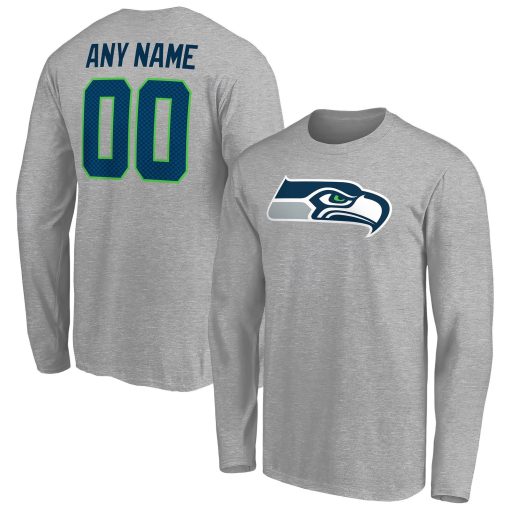 Seattle Seahawks Team Authentic Custom Long Sleeve T-Shirt – Gray