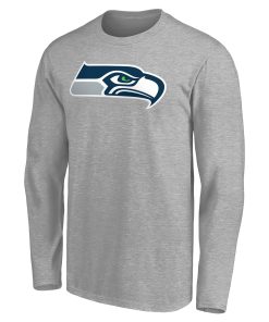 Alternative view of Seattle Seahawks Team Authentic Custom Long Sleeve T-Shirt – Gray