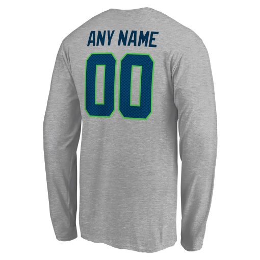 Seattle Seahawks Team Authentic Custom Long Sleeve T-Shirt – Gray - Image 3