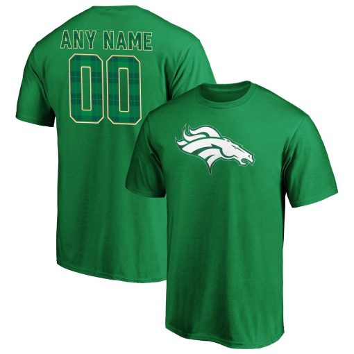 Denver Broncos Emerald Plaid Personalized Name & Number T-Shirt – Green