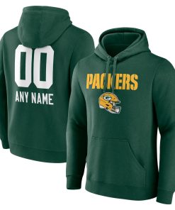 Green Bay Packers Personalized Name & Number Team Wordmark Pullover Hoodie – Green