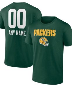 Green Bay Packers Personalized Name & Number Team Wordmark T-Shirt – Green