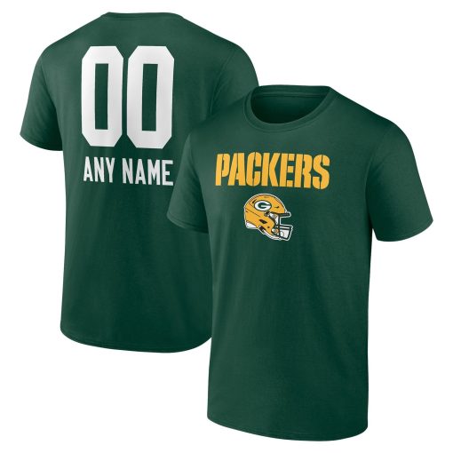 Green Bay Packers Personalized Name & Number Team Wordmark T-Shirt – Green