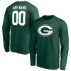 Green Bay Packers Team Authentic Personalized Name & Number Long Sleeve T-Shirt – Green