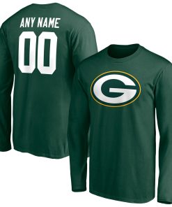 Green Bay Packers Team Authentic Personalized Name & Number Long Sleeve T-Shirt – Green
