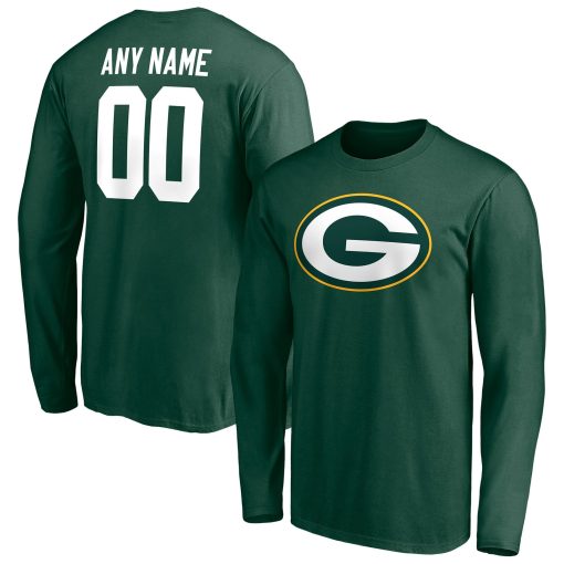 Green Bay Packers Team Authentic Personalized Name & Number Long Sleeve T-Shirt – Green