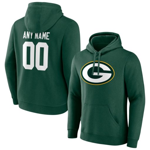 Green Bay Packers Team Authentic Personalized Name & Number Pullover Hoodie – Green