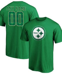 Pittsburgh Steelers Emerald Plaid Personalized Name & Number T-Shirt – Green