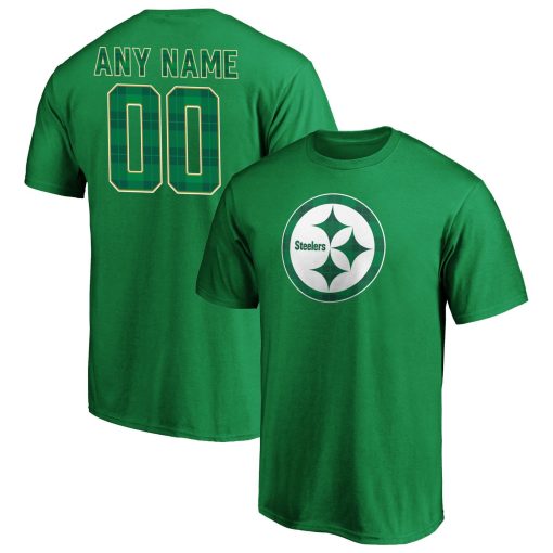 Pittsburgh Steelers Emerald Plaid Personalized Name & Number T-Shirt – Green
