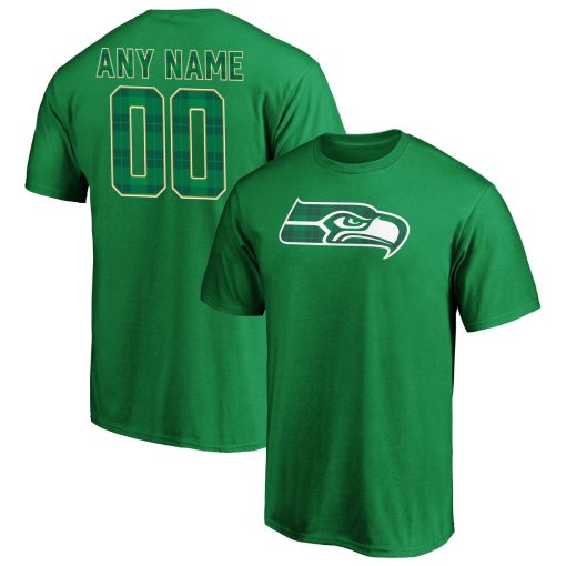 Seattle Seahawks Emerald Plaid Personalized Name & Number T-Shirt – Green