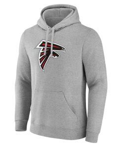 Alternative view of Atlanta Falcons Team Authentic Custom Pullover Hoodie – Heathered Gray