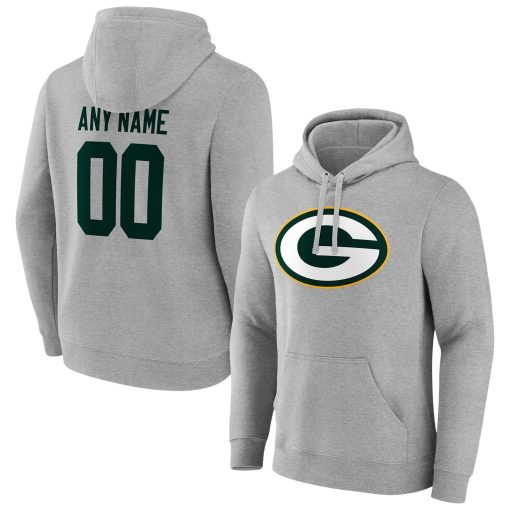 Green Bay Packers Team Authentic Custom Pullover Hoodie – Heathered Gray