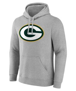 Alternative view of Green Bay Packers Team Authentic Custom Pullover Hoodie – Heathered Gray