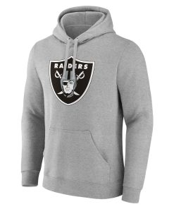 Alternative view of Las Vegas Raiders Team Authentic Custom Pullover Hoodie – Heathered Gray
